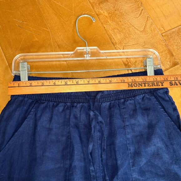 Sigrid Olsen Pants Womens Small Navy Blue Linen Taper Leg Coastal - Picture 8 of 9